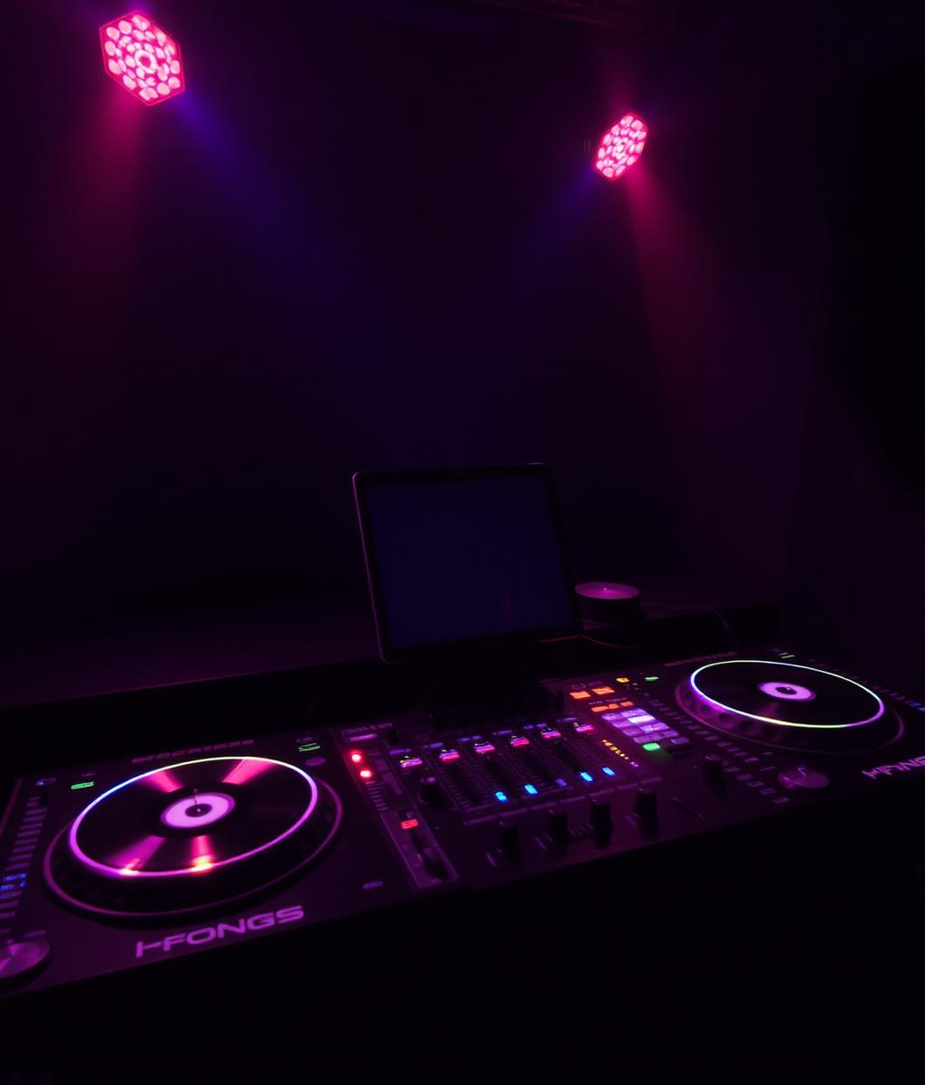 Professional DJ booth setup